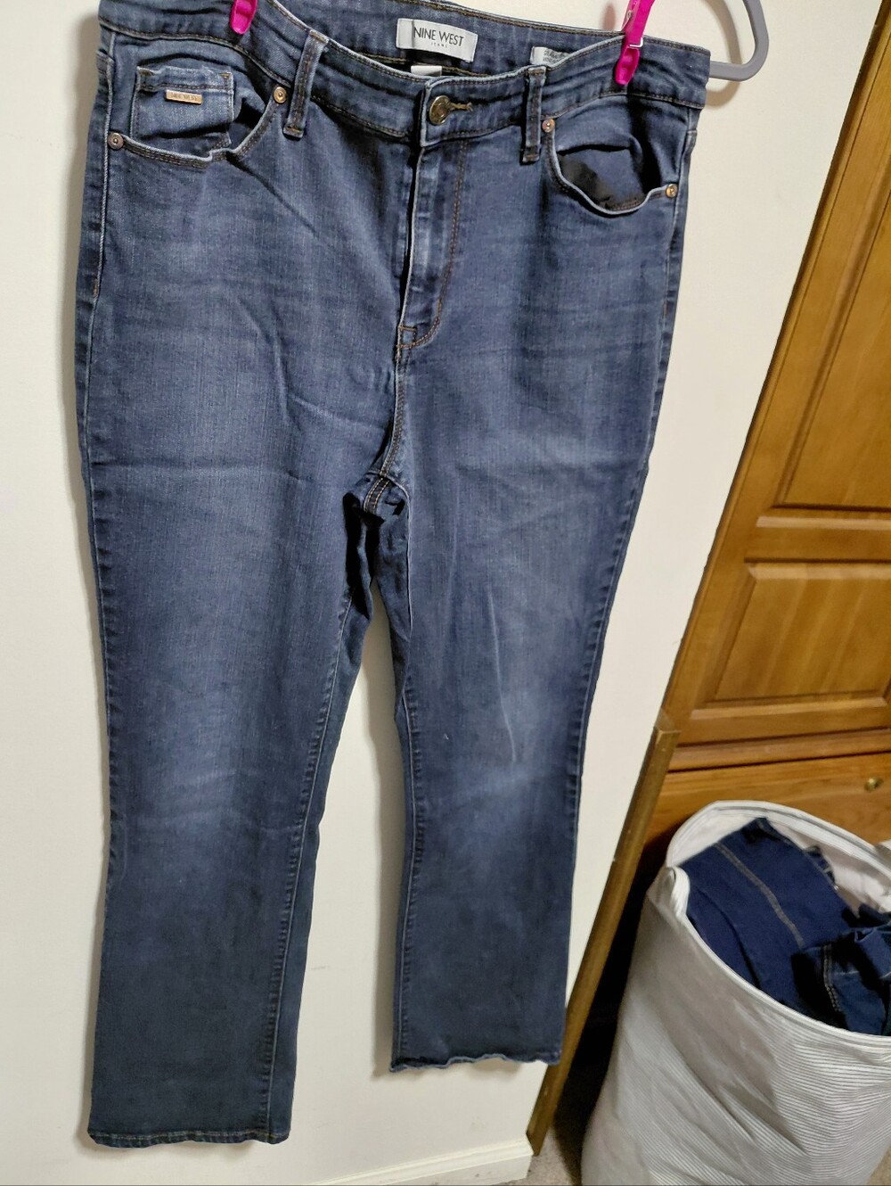 Nine West Women's Mid-Dark Blue Straight Leg Jeans
